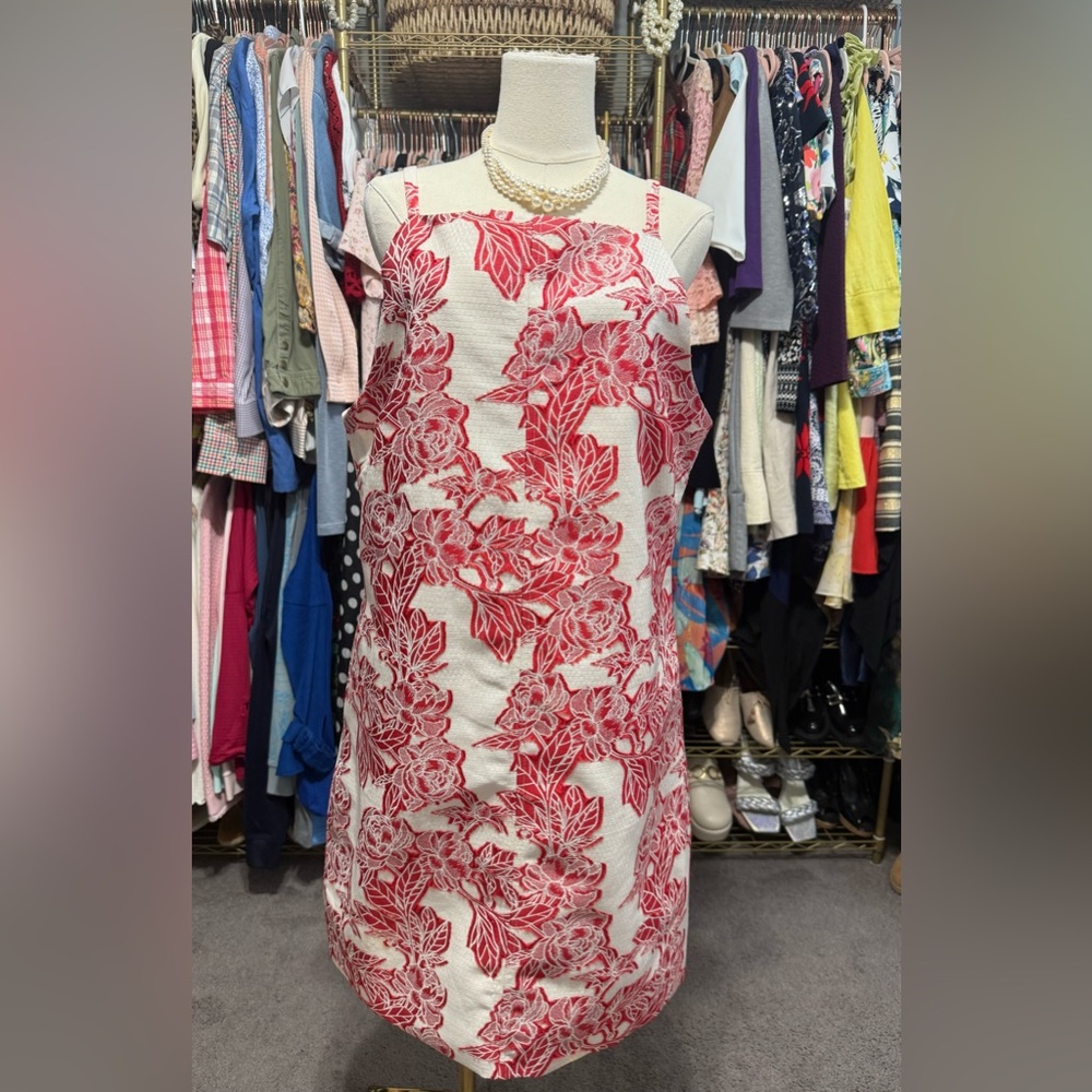 THML Alice Halter Mini Dress Red White Floral Embroidered Sheath - Picture 4 of 13